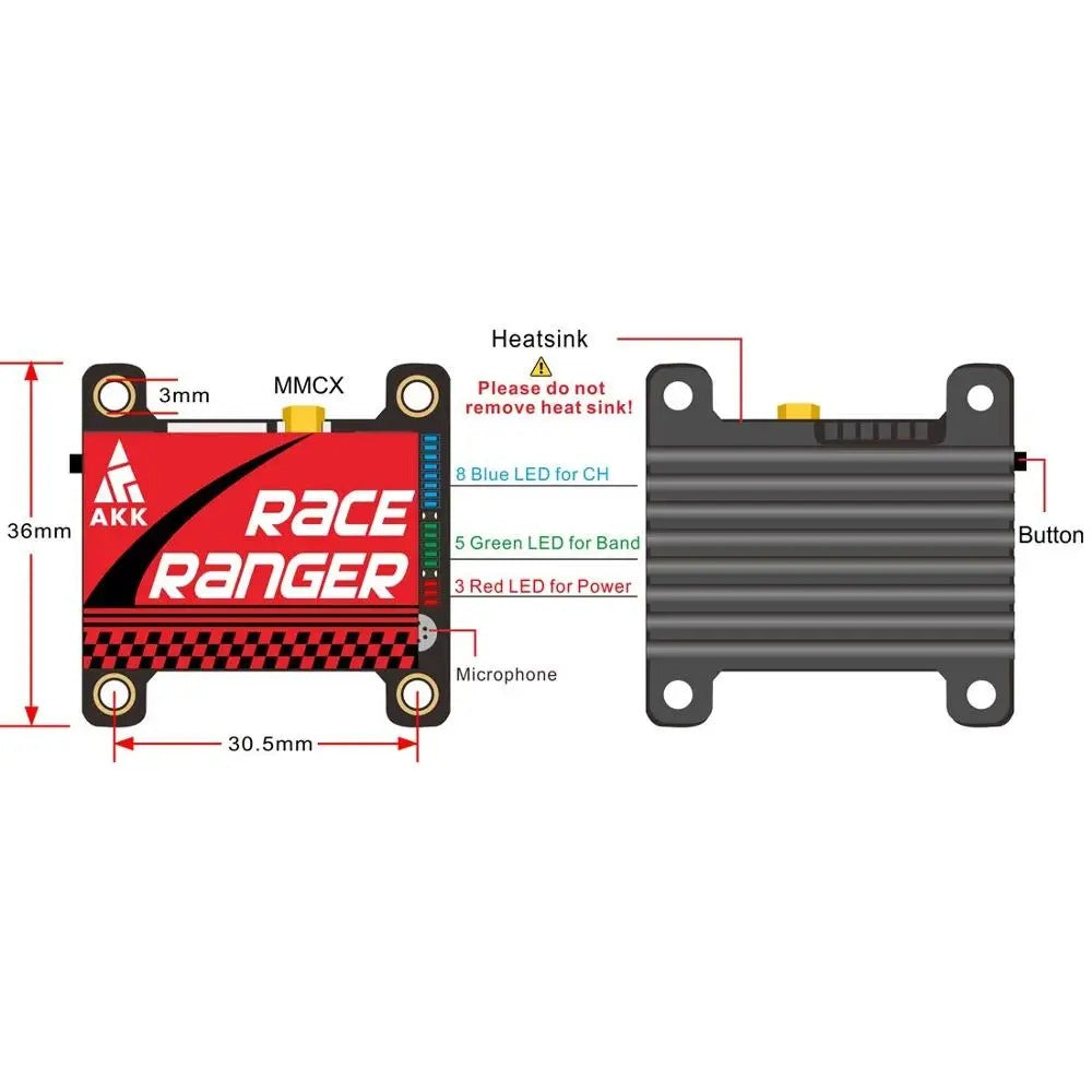 AKK Race Ranger Long Range 1.6W VTX (5.8GHz) - Fixdron